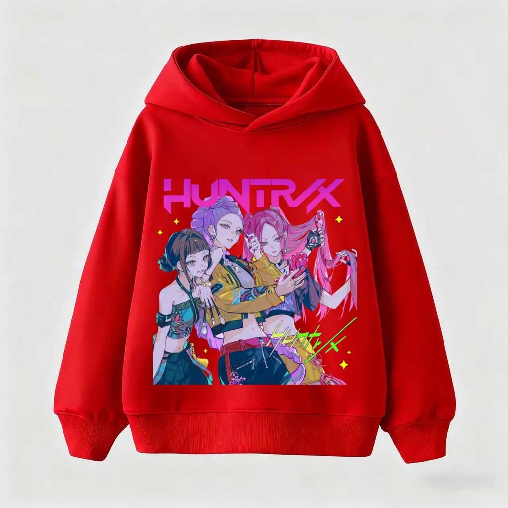 Children's Hoodie Korean KPop Demon Hunter Cartoon Girls Boy Hooded Sweatshirt Warm Children's Wave Fashion Casual Tops