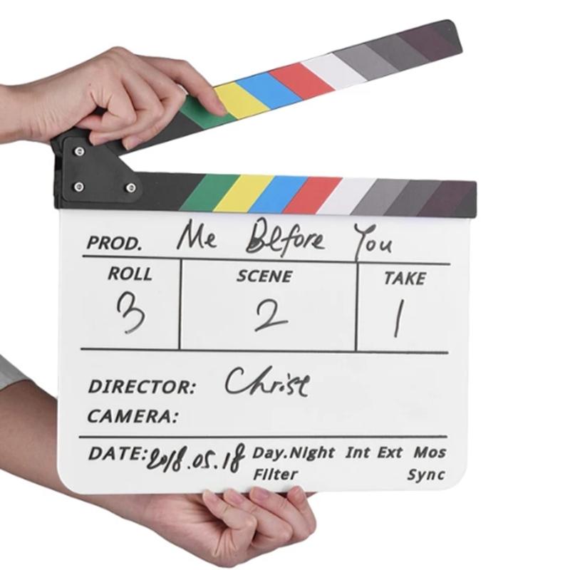 Acrylic Production Slates with Color Clapper Sticks with Dry Erases Markers for Movie Filming Video Recording Accessories