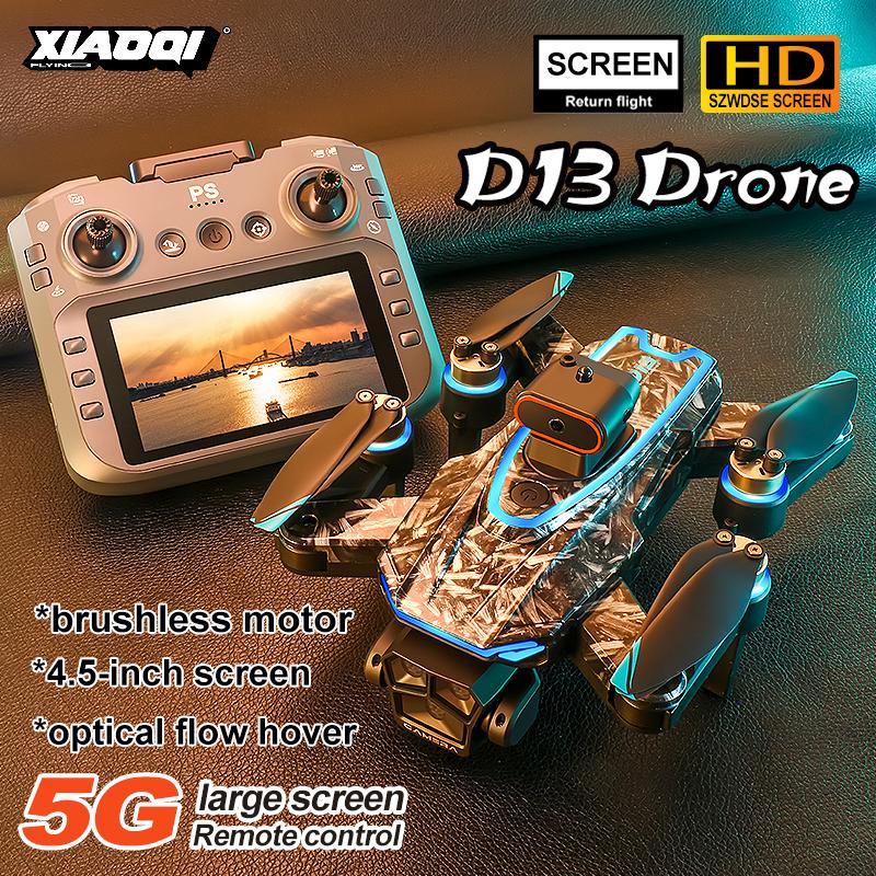 New D13 RC Drone Professional 4K Camera Aerial FPV BrushlessAvoiding Obstacle with Large Screen Remote Control Folding Dron Toys
