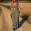 Women's Summer Sleeveless Cami Dress Casual V-neck Split Maxi Dress Loose Beach