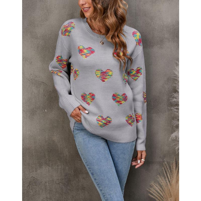 Женский свободный свитер осень/зима, вязаный жаккардовый свитер Love