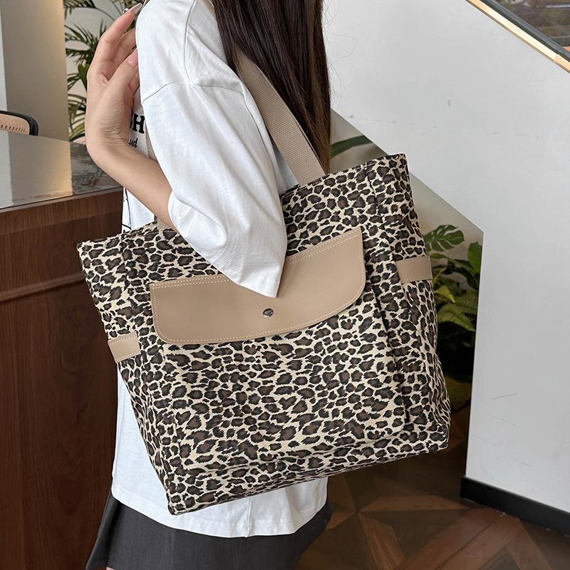 Большая вместительная сумка через плечо с леопардовым принтом, женская сумка-тоут, большая сумка для покупок, дорожная сумка