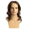 Synthetic Natural Brown Wig Long Curly Hair for Men Daily Use Layered Wig with Bangs Gift Outfits Costume Party Wigs