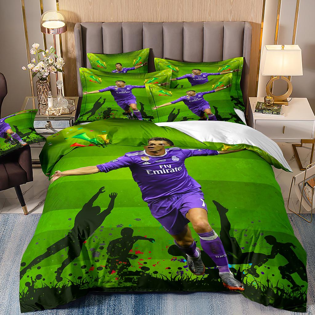 Duvet Cover Luxurious Football Star Cri-stiano Ronaldo Printing Bedding Set Duvet Cover Bed Youth Kids Girl Boys Birthday Gift