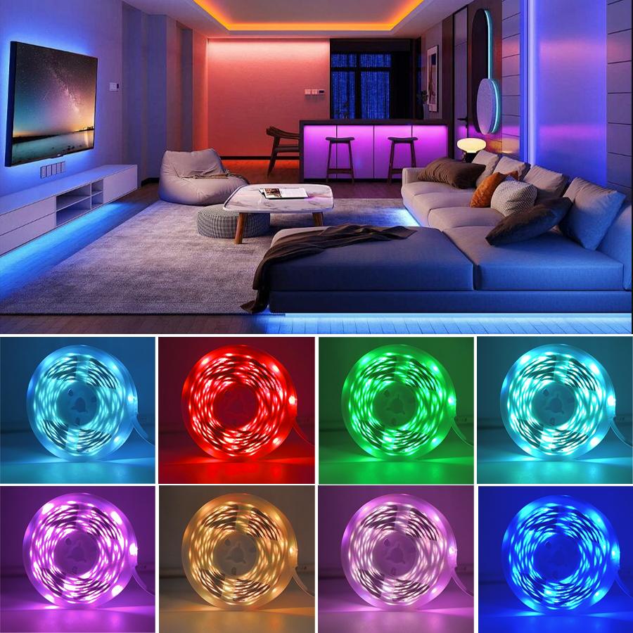 RGB светодиодная лента для комнаты 1м 5м 10м 20м 30м USB 5В Синхронизация с музыкой Управление через приложение Светодиодная лента Гибкая лента для спальни Домашний декор