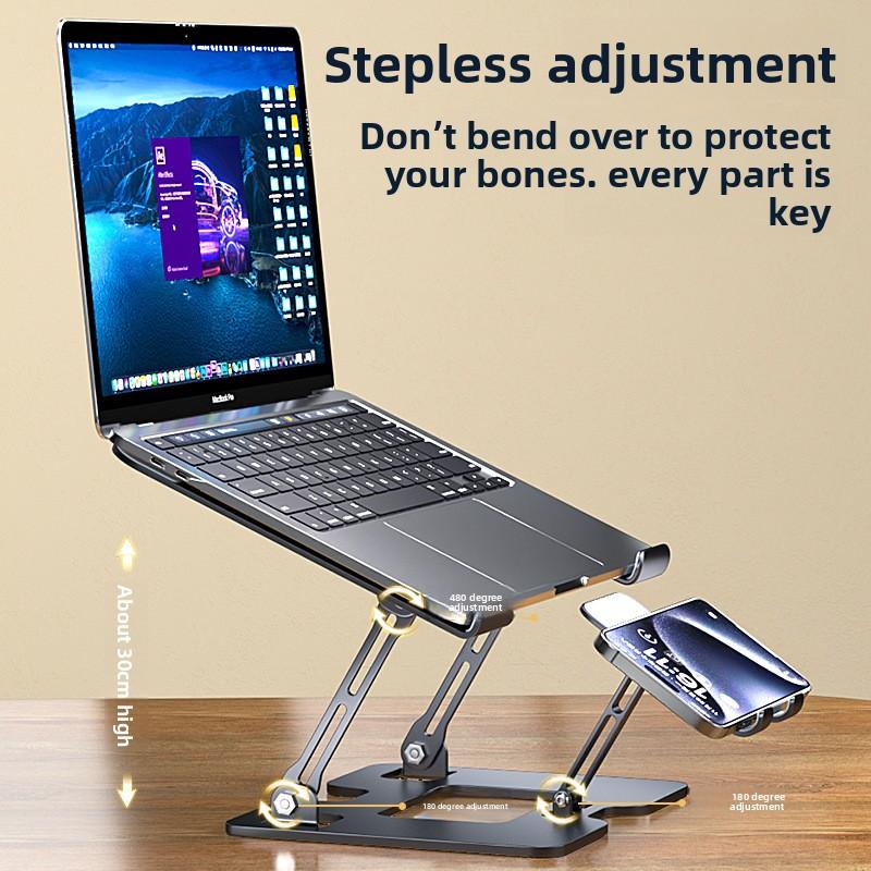 2-in-1 Laptop Phone Cooling Bracket Built-in Silent Fan, Height Increase Air Cooling Stand for Gaming Notebook Desktop