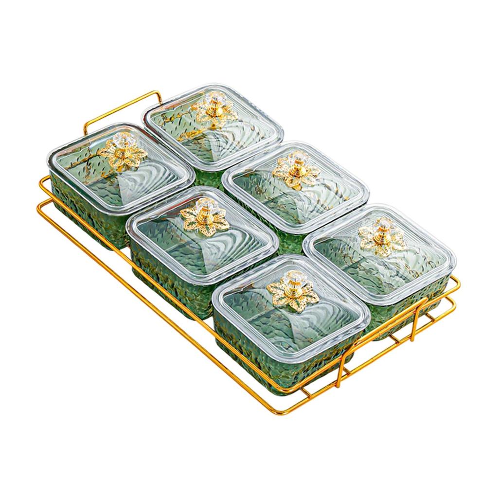 Divided Serving Dishes Divided Fruit Tray Platter Wedding Nuts Plate Dried Fruit Tray with Lid for Candy Fruit Appetizer Nut