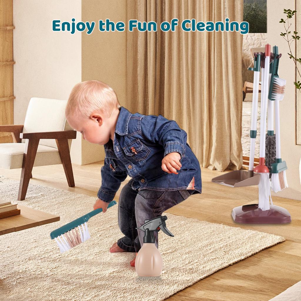 Kids Cleaning Set for Toddler Housekeeping Play Set with Vacuum Cleaner Broom Mop Dustpan Mop