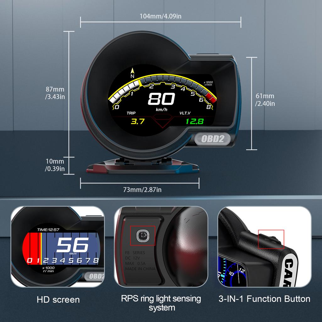 Универсальный F8 OBD GPS Жидкокристаллический Многофункциональный Приборный Дисплей Спидометр Давление Температура Воды Автомобильный Турбометр