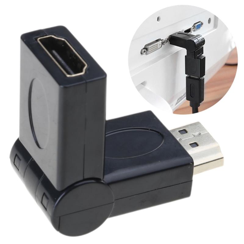 Male Female Flexible Right Angle Connector Swivel Adapter Extender 1080P (Male to Female)