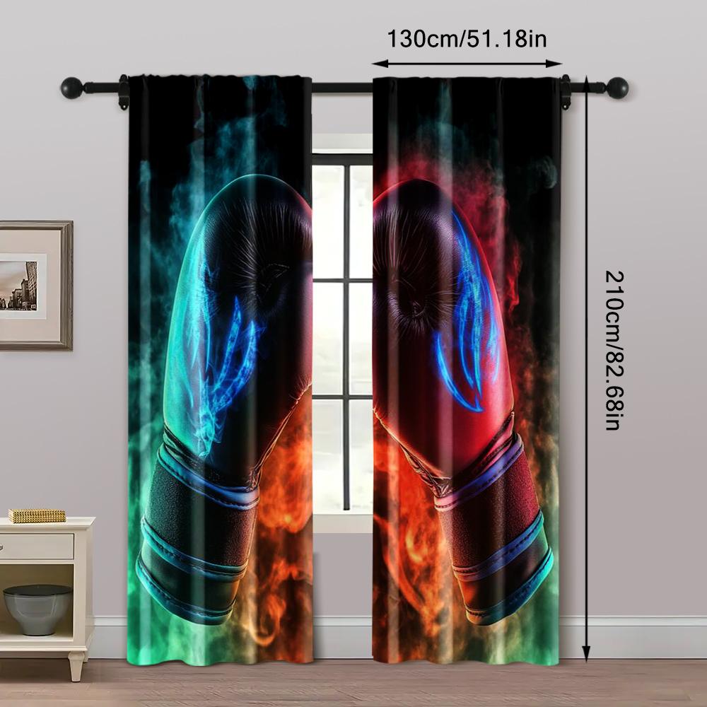2pcs, Minimalist Curtains boxing glove1 Machine Washable Polyester (without rod) Outdoor Decorations Perfect for Living Room,