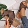 Direct Supply for Foreign Trade Large Size 43wish2025 New Women's Wedge Heel Fish Mouth Thick-soled Rivet Sandals