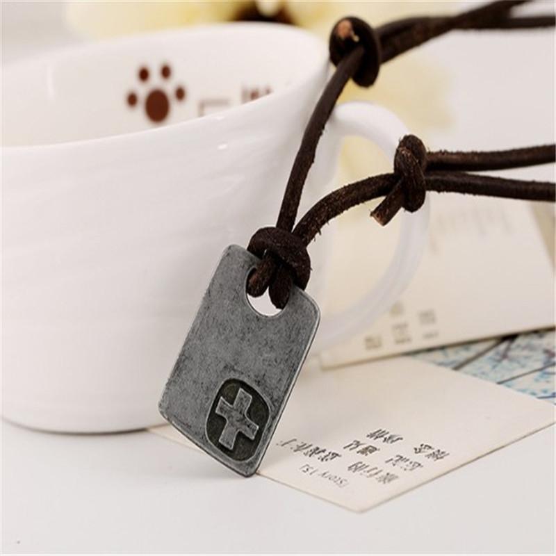 Ожерелье из потертой кожи, мужское пляжное ожерелье из воловьей кожи, винтажное ювелирное ожерелье из сплава