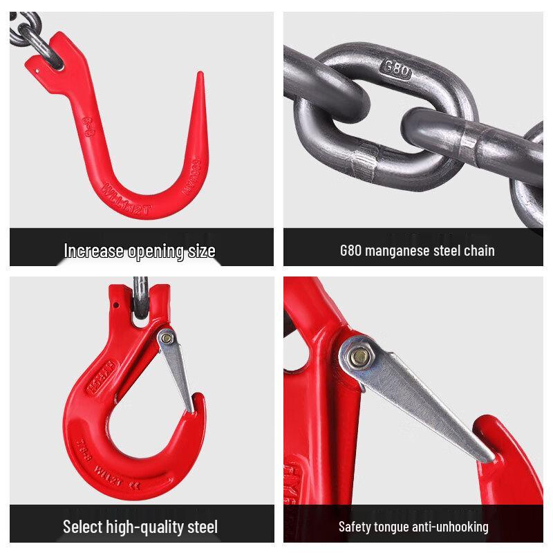 Heavy-Duty Manganese Steel Double Hook Lifting Chain