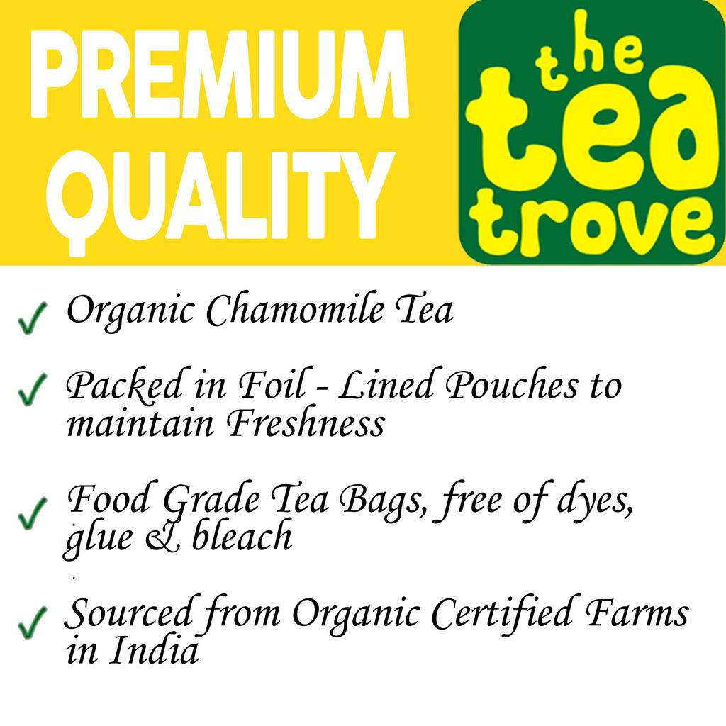 The Tea Trove Чистый ромашковый чай в пакетиках Органический - 40 Экологически чистых пакетиков ромашкового чая без кофеина в закрывающемся пакете - Заваривать горячим или холодным | Упаковка из