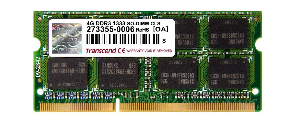 Transcend Laptop Memory DDR3 1333 4GB 204pin TS512MSK64V3N PC3-10600 1.5V SO-DIMM