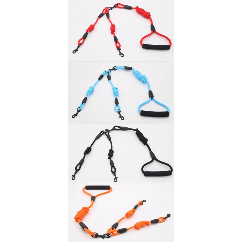 Поводок для выгула домашних собак, двойной двойной поводок с противоскользящей ручкой, безопасный тяговый трос для домашних животных на каждый день