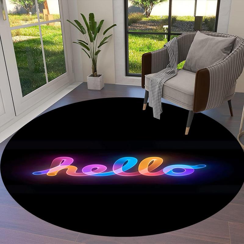 1pc Neon Colors, Glowing Text, Rainbow Letters, Round carpet, Perfect for Decorating Chairs, Living Rooms, Or Bedrooms, for Living Room.058