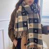 Женский шарф Liangsu с принтом в клетку-сердечко из искусственного кашемира