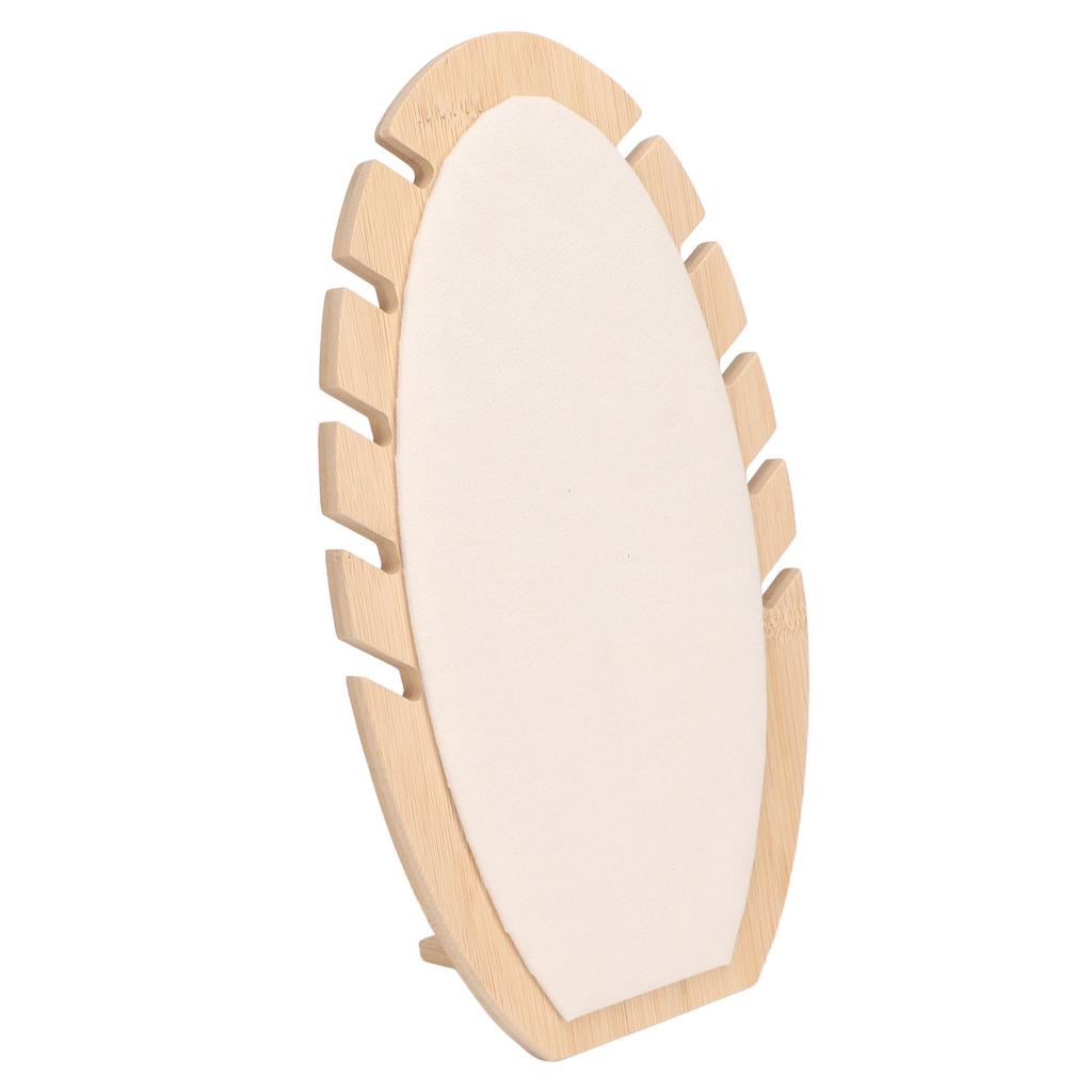 Necklace Display Stand Leaf Shaped Soft Lint Scratch Proof Wooden Chain Jewelry Holder Beige