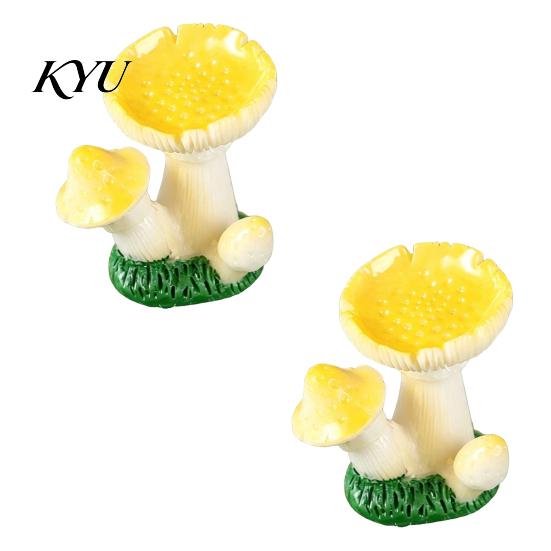 DIY Craft Supplies 2 Pcs Mini Mushroom Figurines, Miniature Resin Figures Tabletop Scenes for Micro Landscape, Fairy Garden, Aquarium, Bonsai