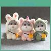 Soft Plush Cat Keychain Adorable And Fluffy Stuffed Animal Bag Charm In Pink White Green