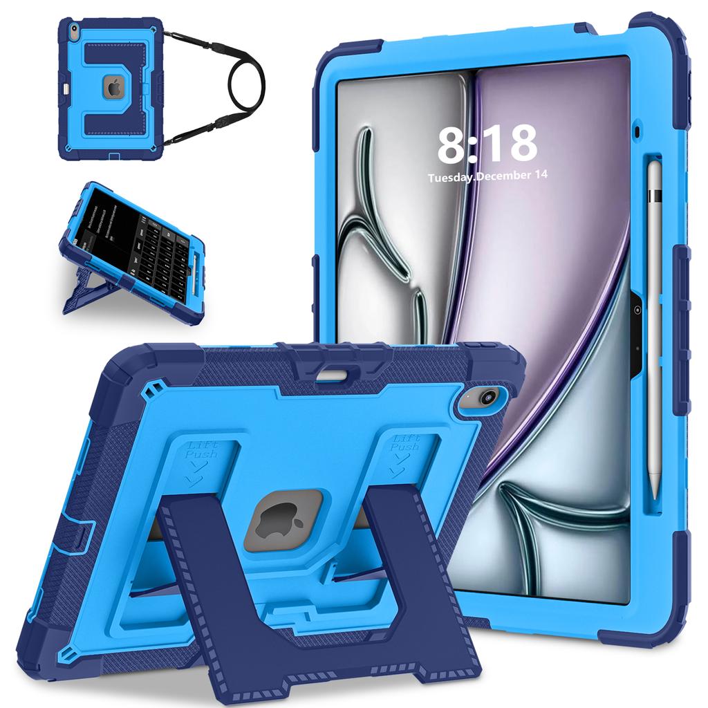 Прочный противоударный чехол для iPad Air 13 11 M4/3/2 Air 4 5 Mini 6 A17 Pro Прочный защитный чехол с держателем для стилуса/подставкой
