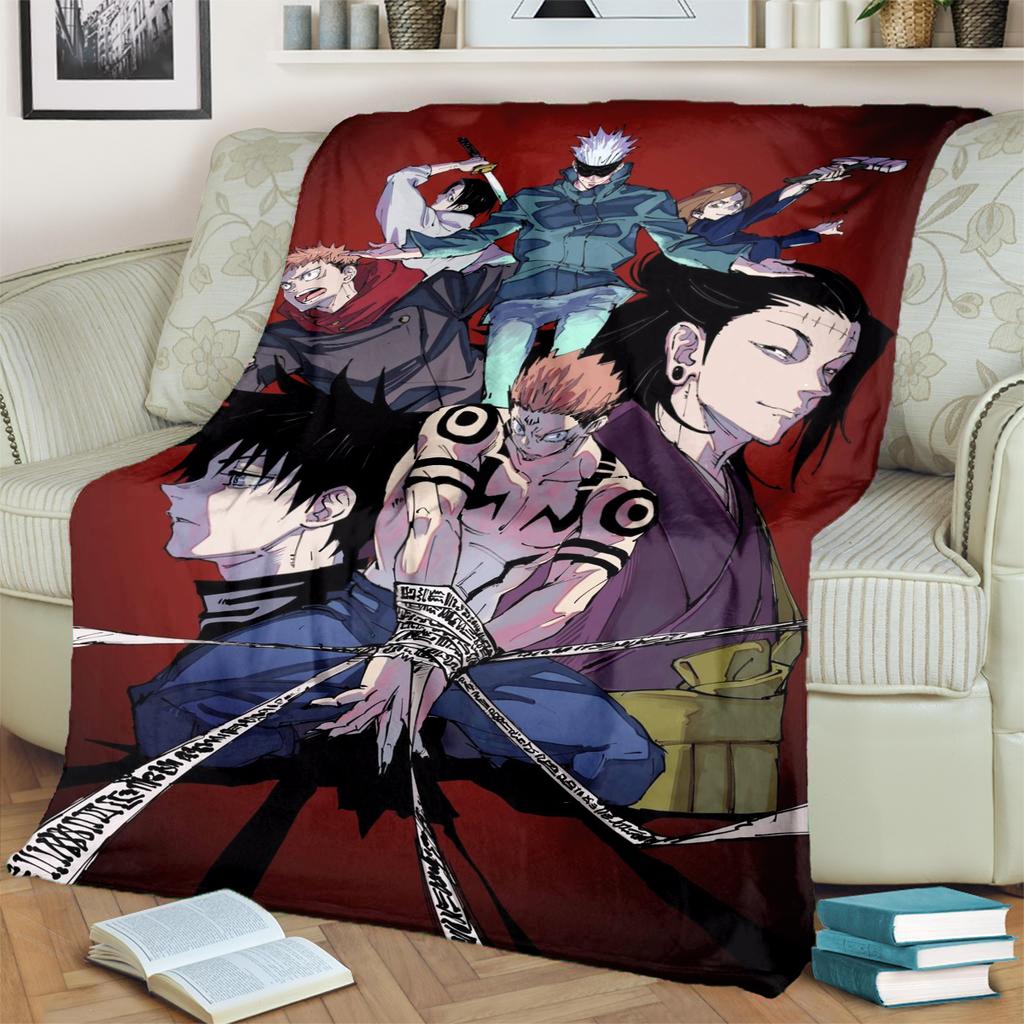 Jujutsu Kaisen Blanket Warm Flannel Print for Bedrooms, Sofas, Beds, Chairs, Picnics, Travel Use