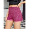 Women's Multi-coloured Fashion Beaded Spice Girls Shorts Elastic Waist Slim Stretch Sequin Pants Sexy Straight Shorts