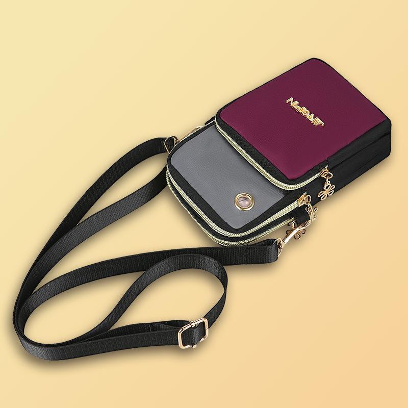 Yogodlns Нейлоновая сумка через плечо контрастного цвета для телефона, небольшая сумка через плечо с вертикальной молнией, кошелек-мессенджер, кошелек для монет, карточек