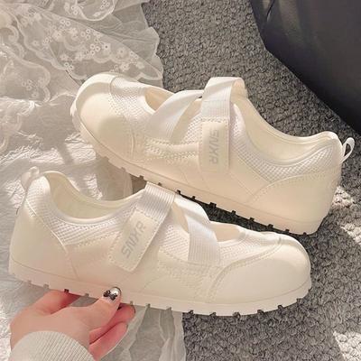 Маленькие белые туфли с юбками, женские летние дышащие туфли Мэри Джейн, сетчатые туфли, универсальные модные кеды в балетном стиле