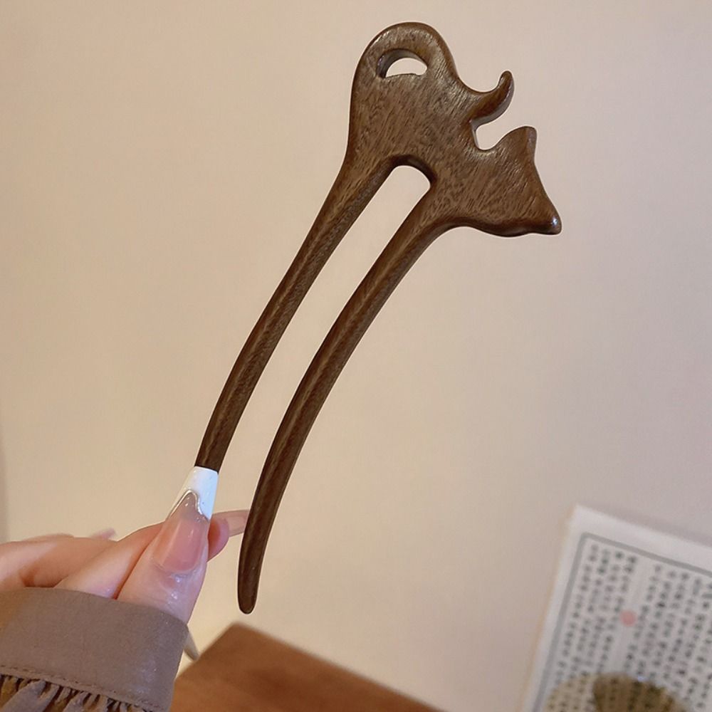 Деревянная палочка для волос из кошачьей шерсти, изысканная шпилька в китайском стиле, аксессуары для волос для девочек