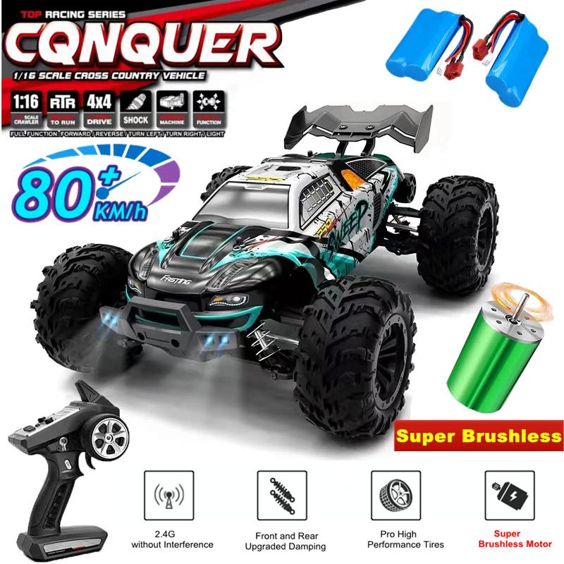 swpzb8 Super Brushless 80KM or 50KM/H 4WD RC Car With LED Remote Control Cars High Speed Drift Racing 4x4 Off Road Truck Kid Adult Toy