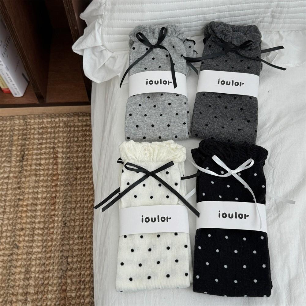 Ruffled Trim Bow Ruffled Calf Socks Knit Slouchy Leg Covers Vintage Kawaii Calf Socks Casual Wear