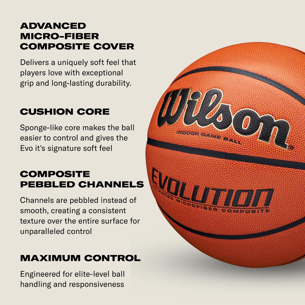 Wilson EVOLUTION Баскетбол Размер 7 Темно-синий (WTB0595XB0702) - Для использования в помещении/на улице, / Прибл.. Диаметр 24,5 см,