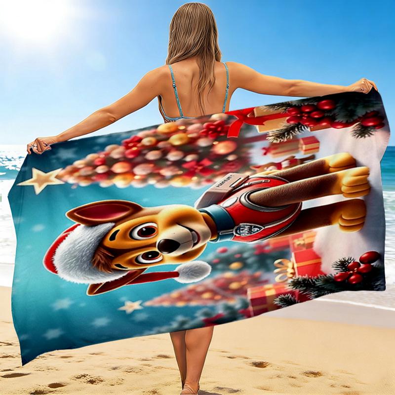 1Pc Christmas Adventure Pup Beach Towel Quick Dry Multiuse For Beach Pool Gym Yoga Home Travel Christmas Halloween Xmas Gift S1439