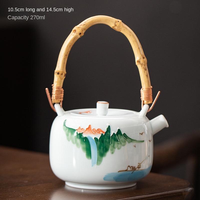 Hand-painted Japanese Style Lifting Pot Tea Pot Kung Fu Tea Set With Filter Coarse Ceramic Purple Clay Pot Ceramic Tea Pot Puer