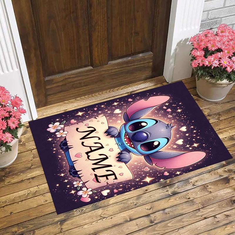 Personalized Name Stitch's Sign Living Room Non-Slip Area Rug Soft Carpet for Bedroom Kids Playroom Sofa Office Home Decor Doormat