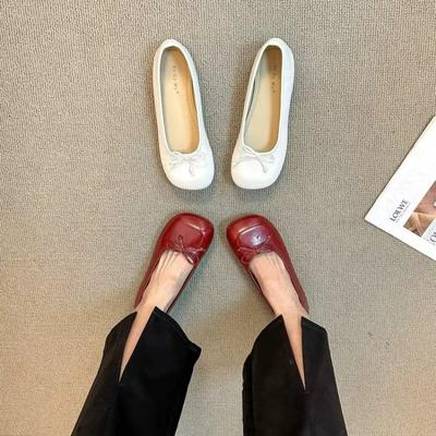 Модные женские балетки на плоской подошве, удобные нескользящие женские мокасины, кожаные туфли на плоской подошве, элегантные женские туфли с бантом, туфли для мам