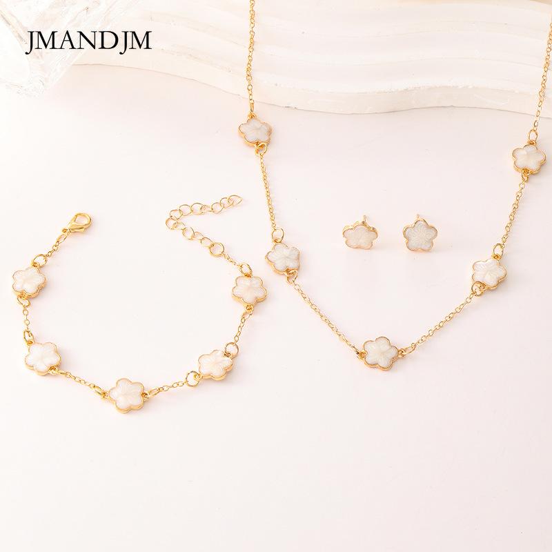 Комплект украшений Lucky Flower для женщин, новый комплект из 3 предметов: ожерелье, браслет, серьги-гвоздики с клевером