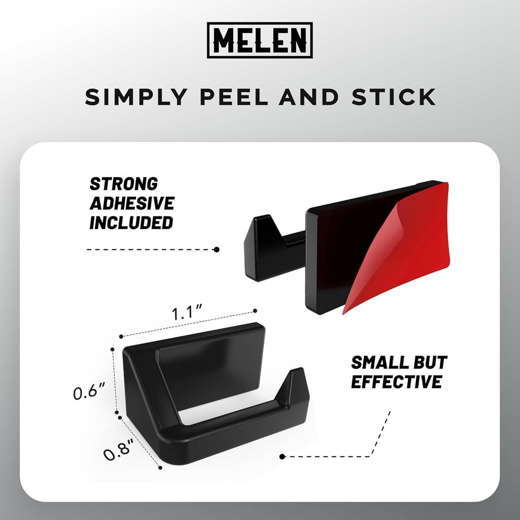 MELEN Adhesive Sunglass Organizer Wall (8-Pack) - Strong and Compact Glasses Holder, Sunglass Holder for Car and Wall - Black