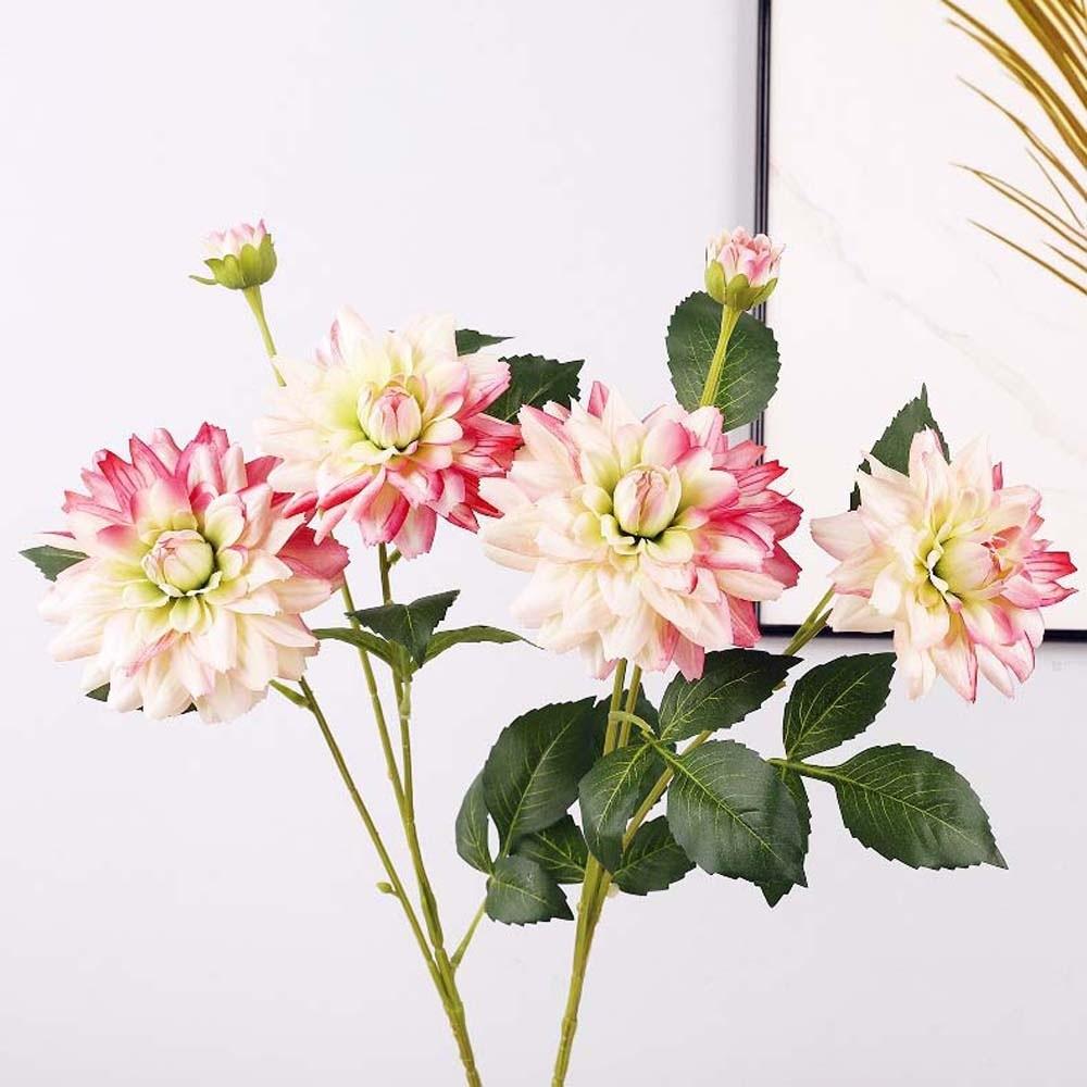 Real Touch Artificial Dahlia Flower Realistic Fake Flower Faux Dahlia Branch  Wedding Party Decor