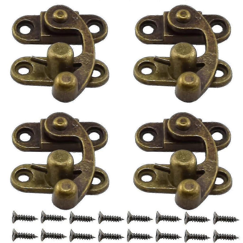 12 Pcs Antique Right Hook Hasp Latch Retro Swing Horn Lock Clasp With Mounting Screws, 1.1 X 1.3 In, Bronze - RiRi