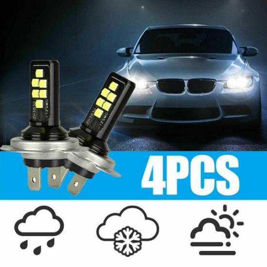 4pcs H7 LED Light Headlight Lamp Bulbs High Low Beam 240W 6000K Car Accessories