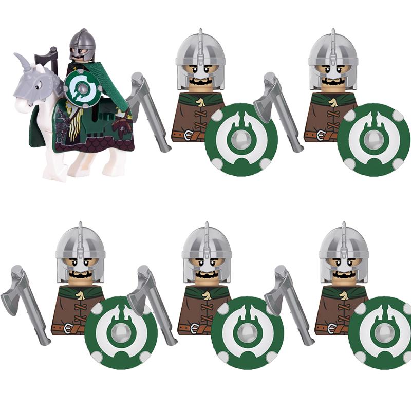 MOC Medieval Military Building Blocks Elven Warrior Orc Rohan Gondor Knight Character Set Animal Army Weapon Bow Crossbow Toy