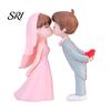 Wedding Cake Decoration 1 Pair Miniature Toppers Mini Bride Groom Figurine Romantic Topper Kissing Couple Resin Statue for Anniversaries Engagement