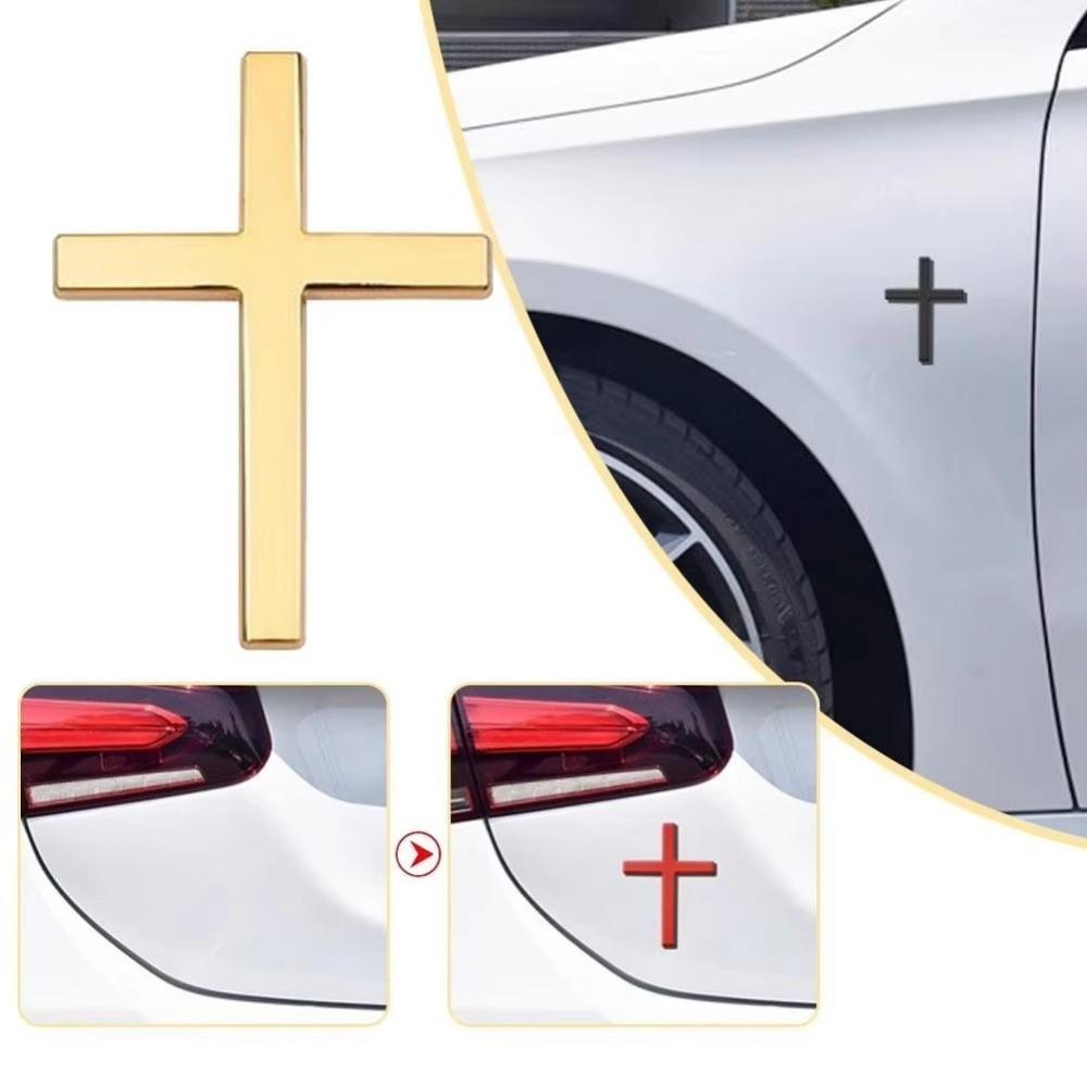 2Pcs Metal Material Cross Car Sticker Cross Design 3D Metal Cross Car Sticker Vehicle Decoration