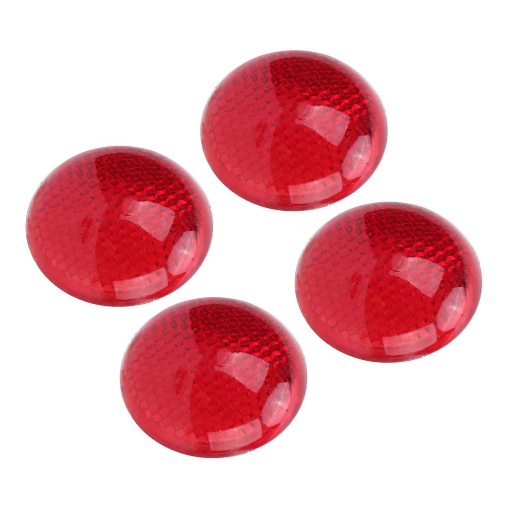 4PCS Red Reflector Round 3Dimensional ABS Decoration Protection Decal for Automobile Motorcycle