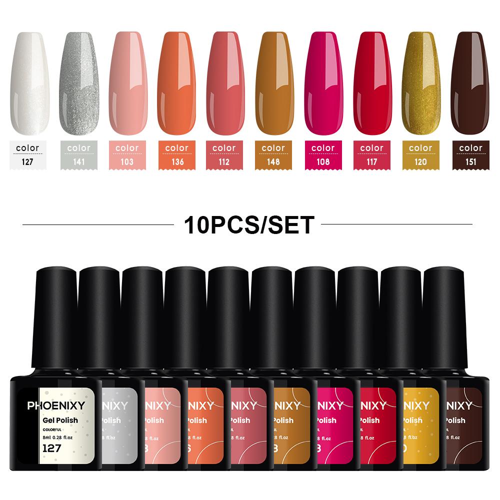 PHOENIXY 111 Colors of Gel Nail Polish Bright and Colorful Gel Lacquer for UV Gel Nails Soak-off UV LED Semi-Permanent Gel Varnishes