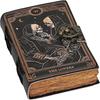 Book of Spells Leather Journal Deckle Edge Paper Grimoire Printed Journal The Lovers Tarot Notebook Spiral Gothic Notebook Skull Lover